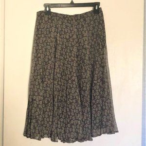 Wrap London Brown, Gray and Green Silk Midi Skirt